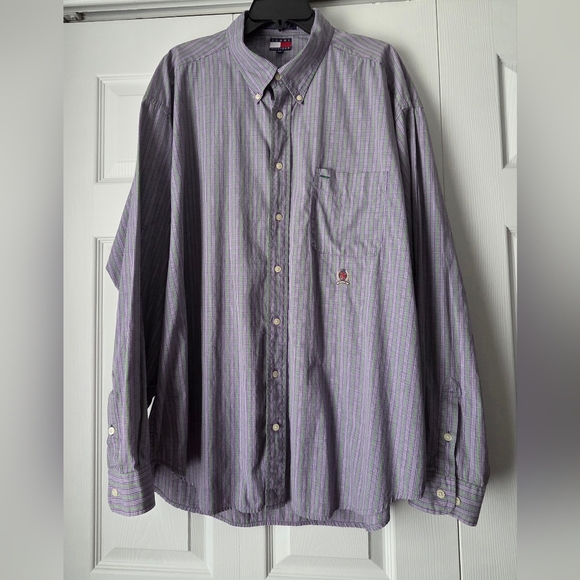 Men's Purple Striped Button-Down Shirt - Picture 4 of 15